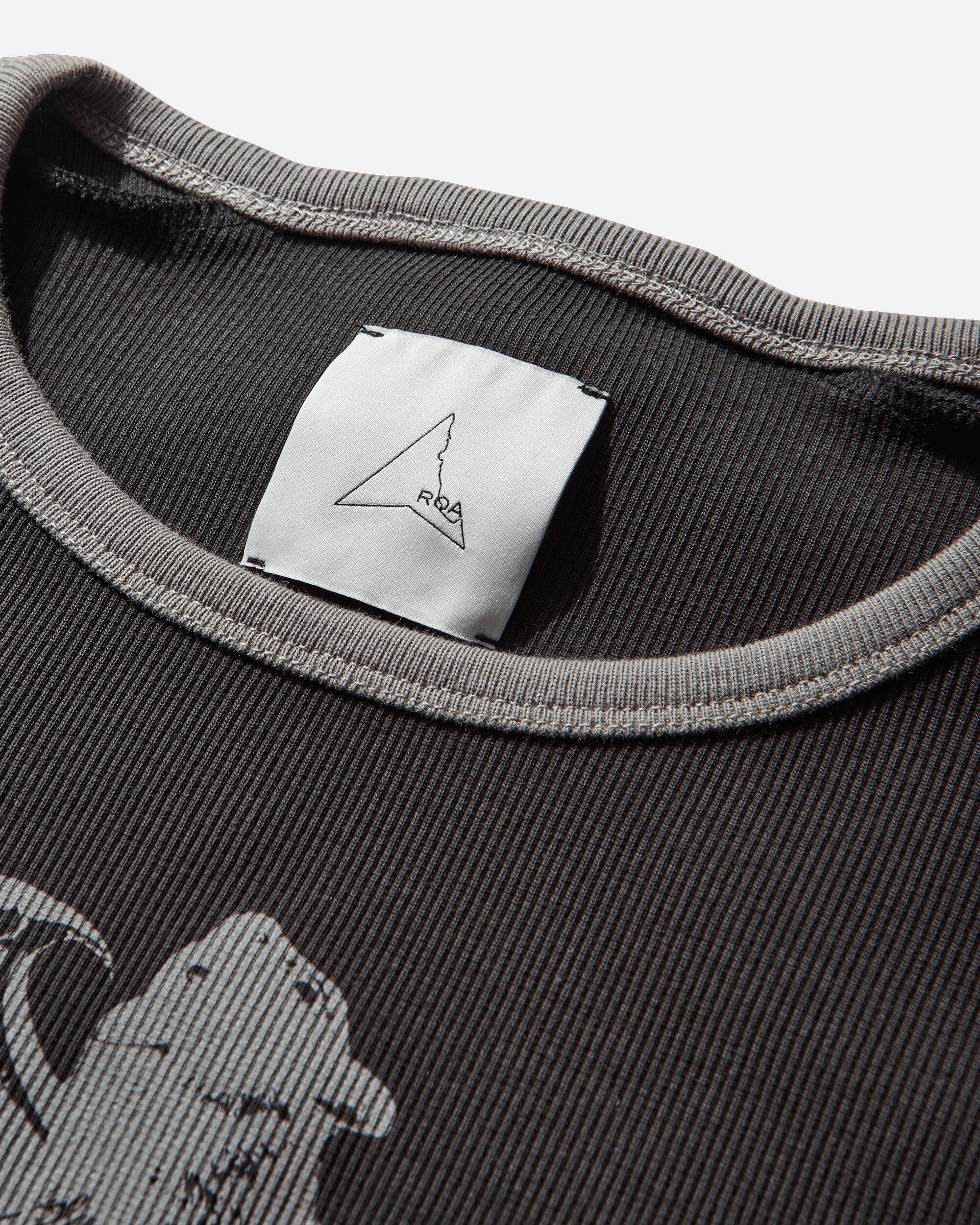 ROA Guniy Ribbed Baby Tee Washed Black T-Shirts Top YBWW017JY06 BLK0020