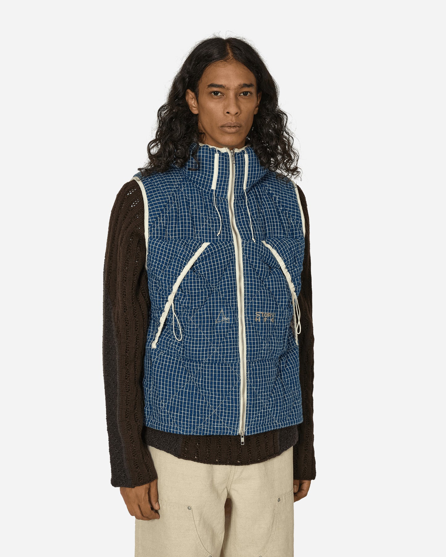 ROA Roa Puffer Vest Indigo Check Coats and Jackets Vests SNONJAPVTCOTINC INDOCHE