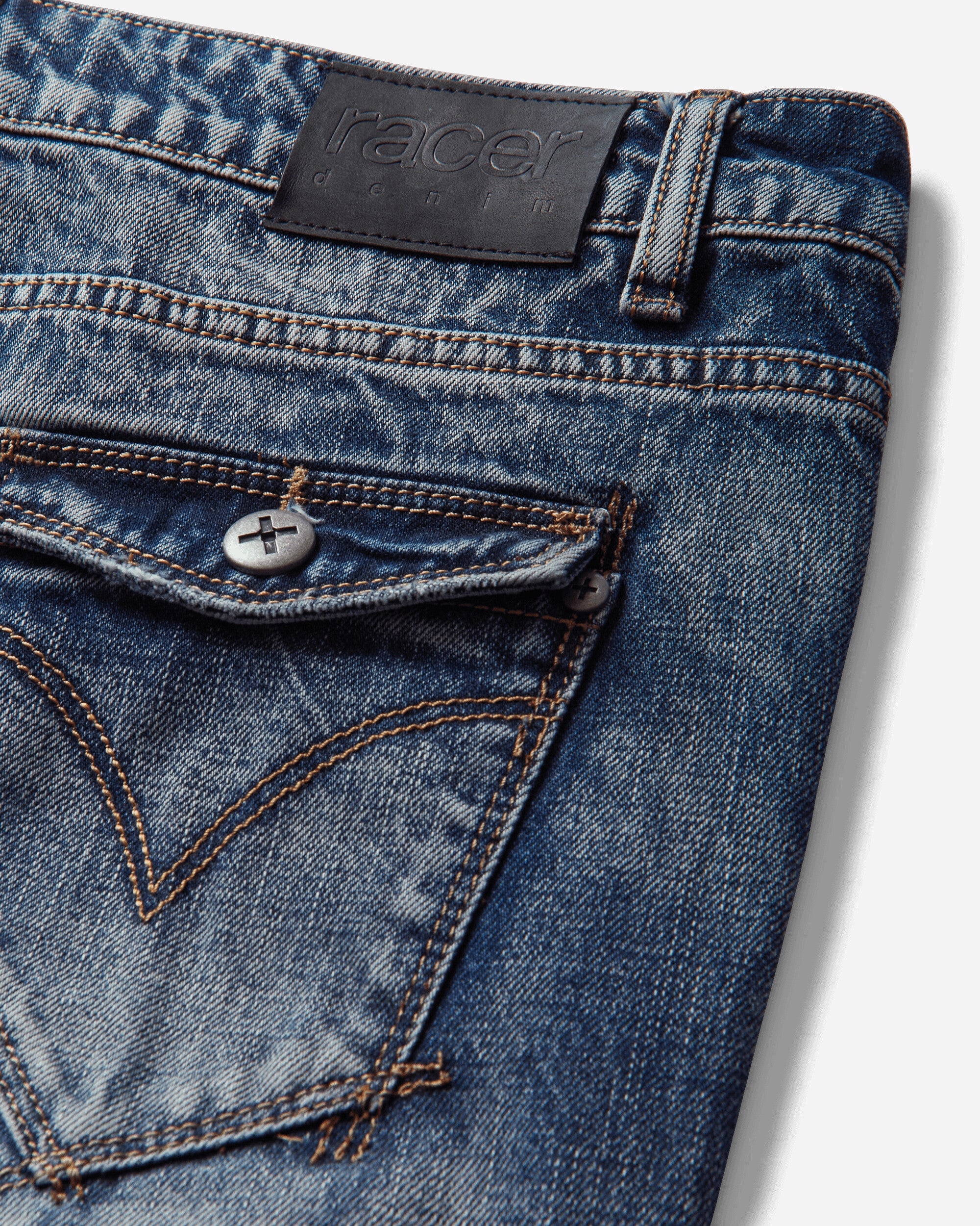 Racer Worldwide Long Denim Shorts Blue Shorts Short SS26-SHORTS-LONG-DENIM BLUE