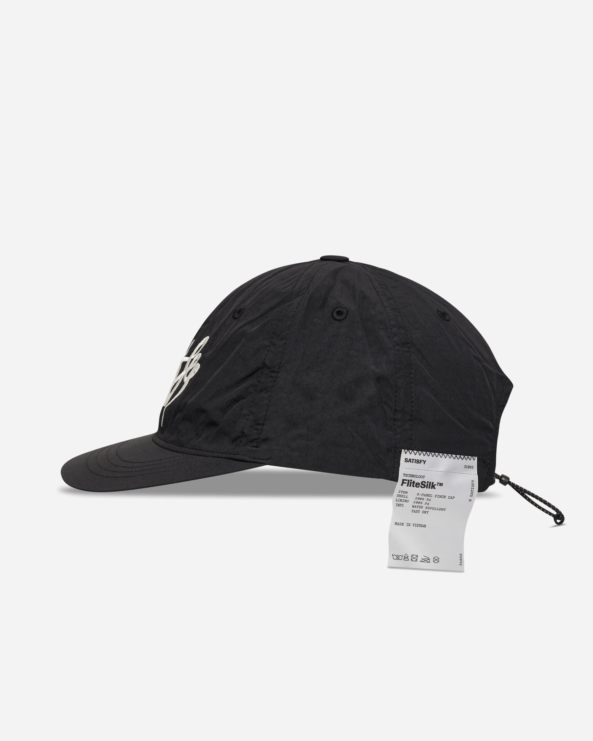 Satisfy Flitesilk 5 Panel Pinch Cap Matte Black OffRoad Enbroidery Hats Caps 31025-00044 00044