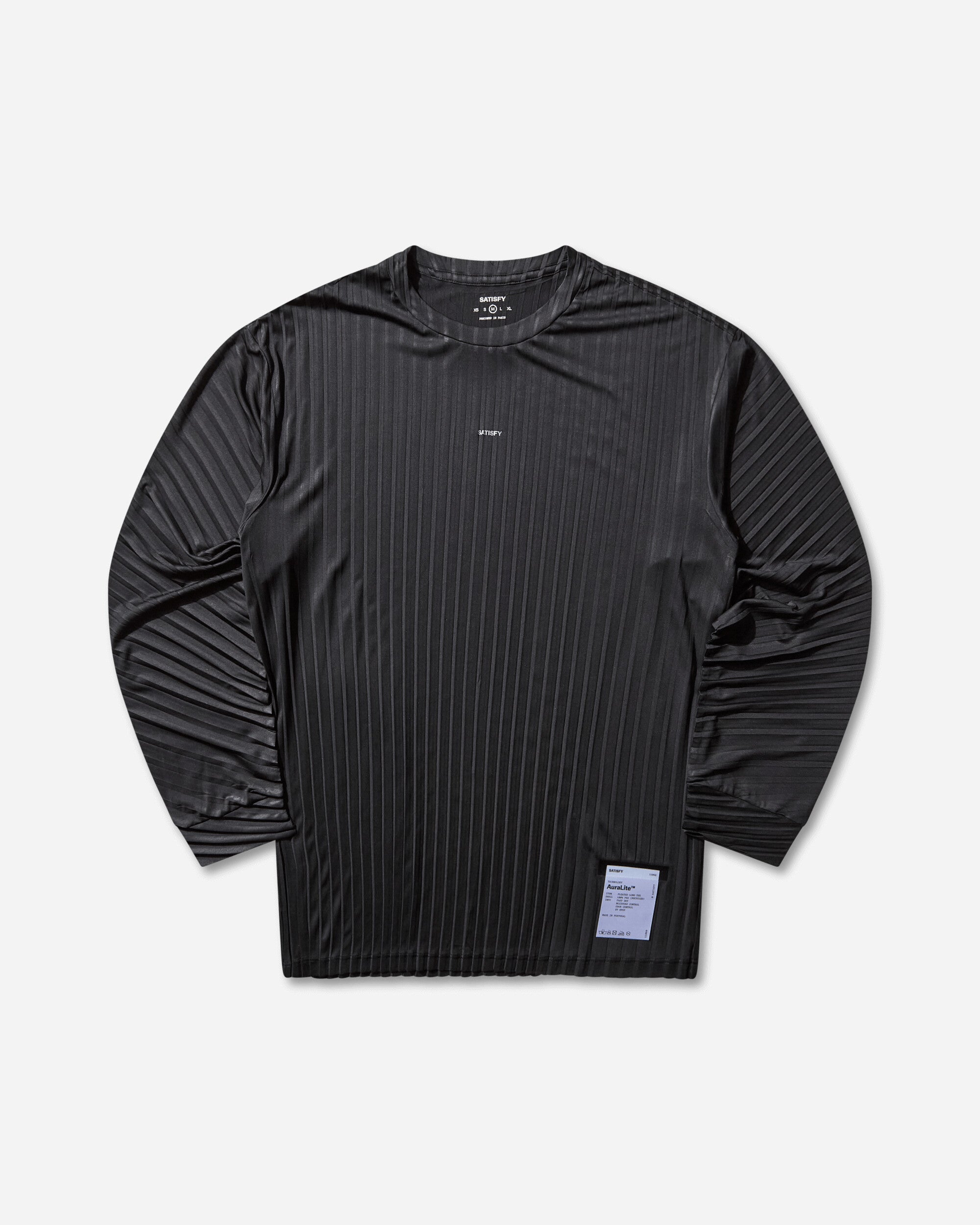 Satisfy AuraLite Pleated Long Tee Black T-Shirts Shortsleeve 11068 00001