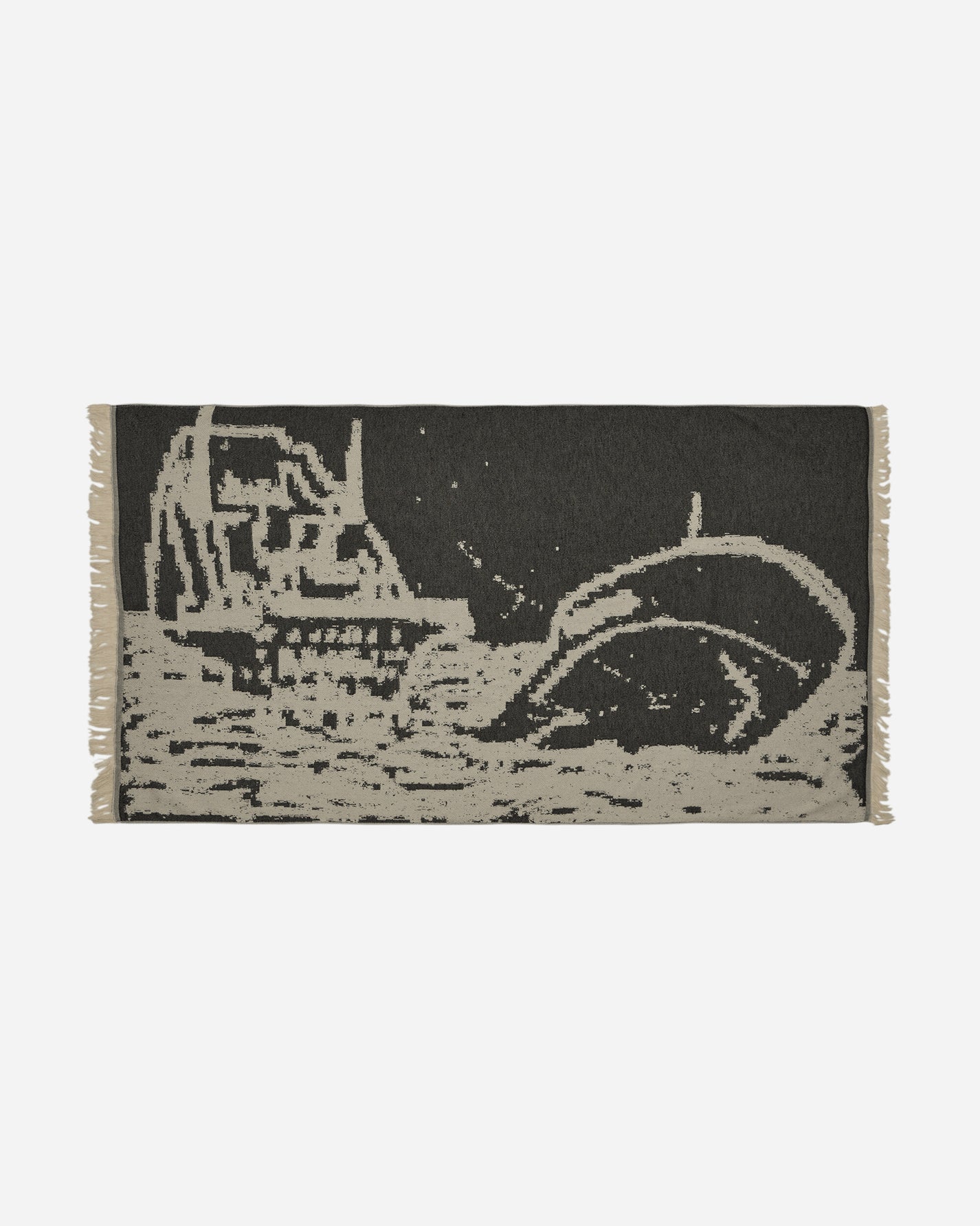 Serapis Hippocampus Pattern Towel Black Textile Bath Towels HW2TO2 001