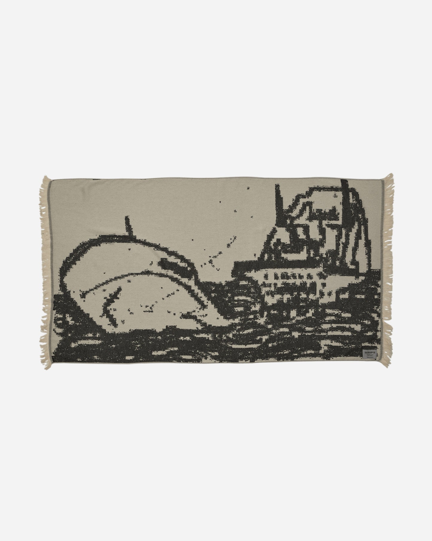 Serapis Hippocampus Pattern Towel Black Textile Bath Towels HW2TO2 001