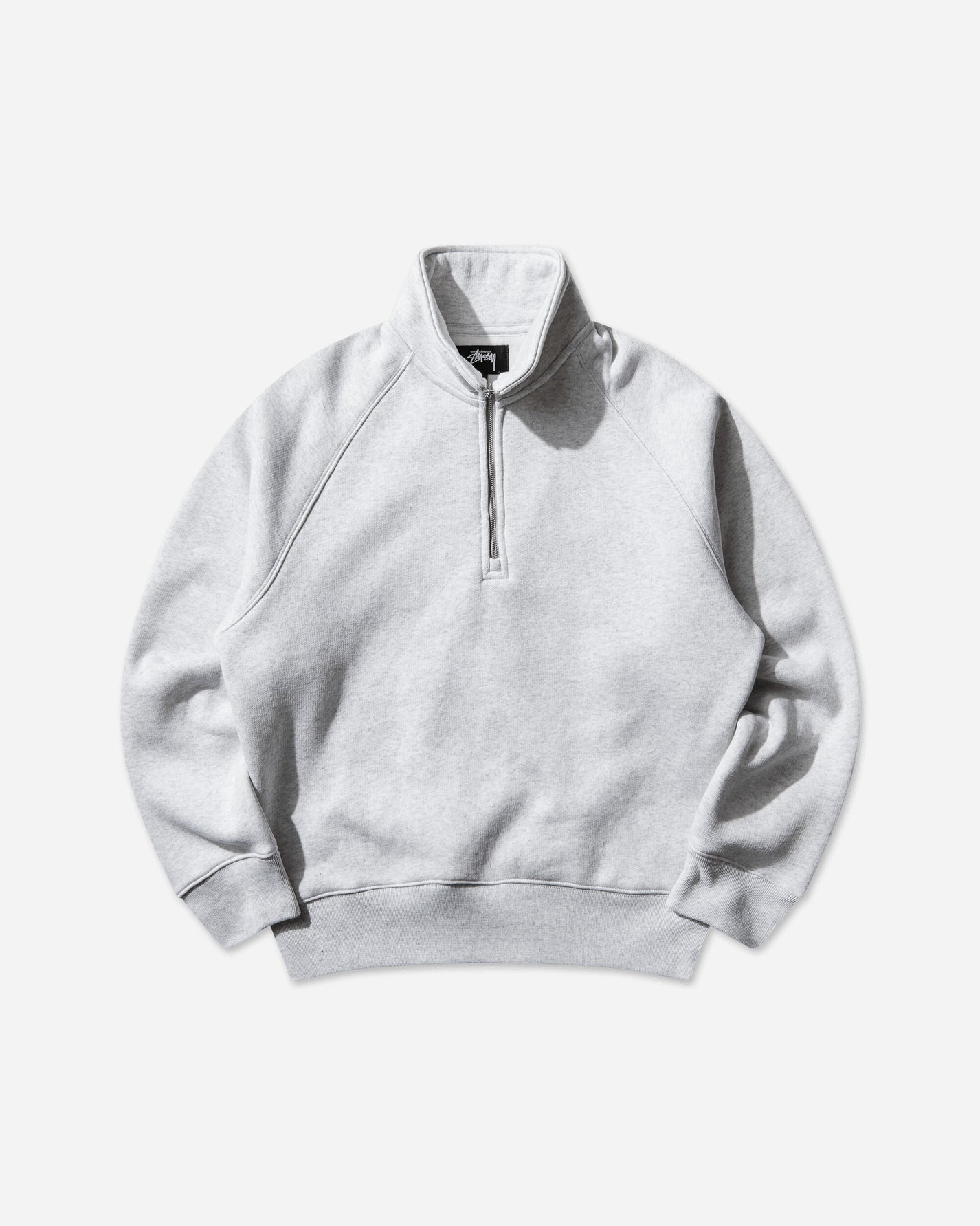 Stüssy Fleece Raglan Zip Mock Ash Heather Sweatshirts Crewneck 118573SJ 0062