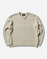 Stüssy Roll V-Neck Logo Sweater Natural Sweatshirts Crewneck 117246 1002