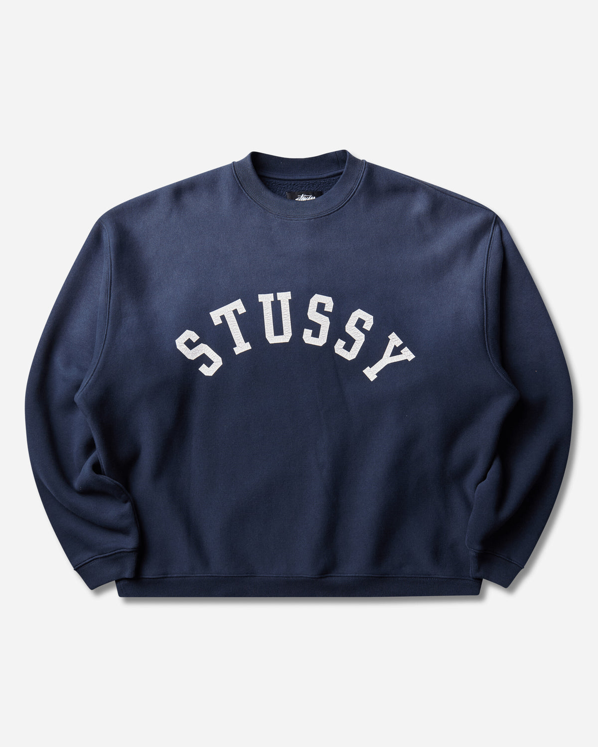 Stüssy Sun Faded Oversized Crew Navy Sweatshirts Crewneck 118525SJ 0806