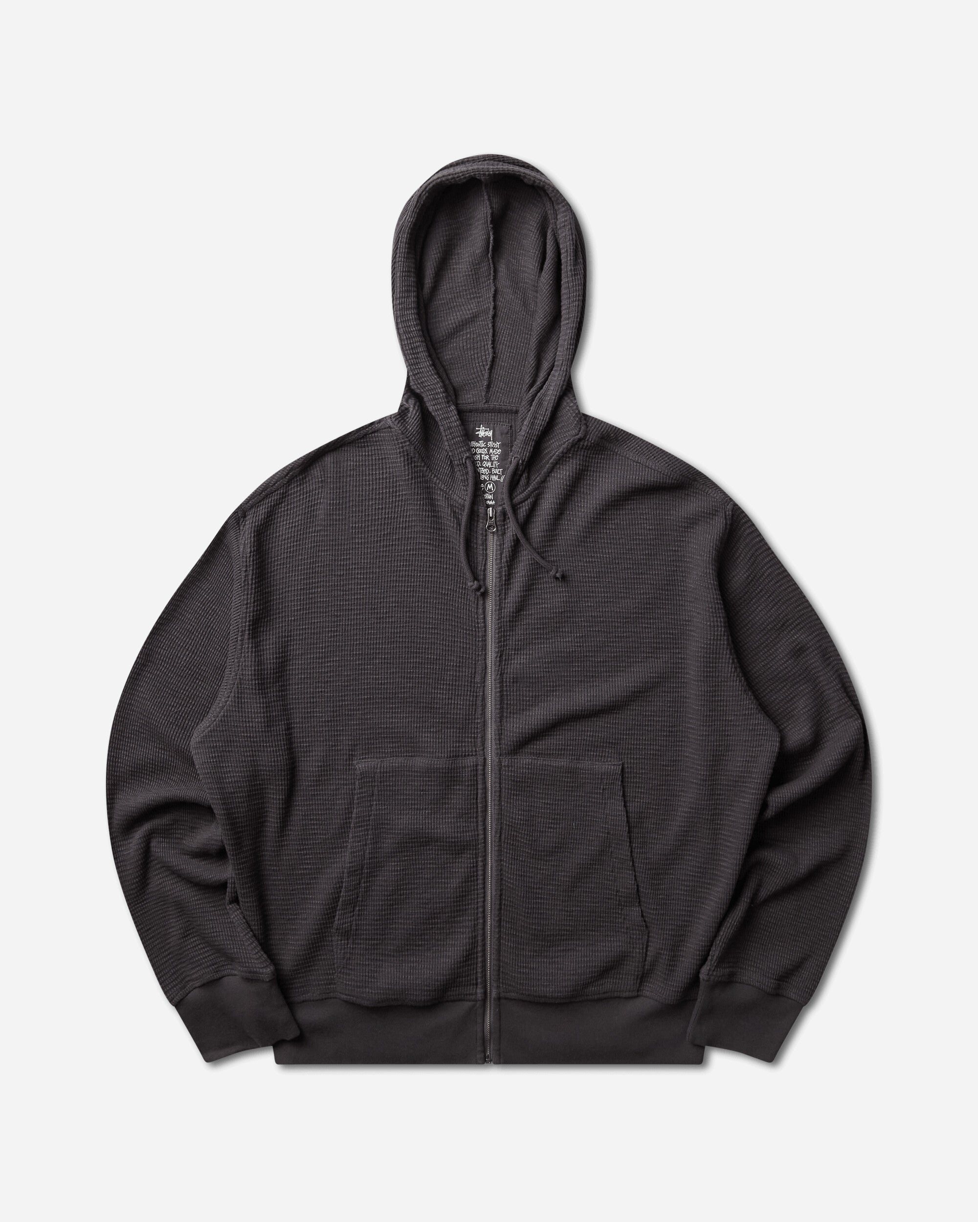 Stüssy Light Weight Thermal Hood Faded Black Sweatshirts Hoodies 1140410SJ 0090