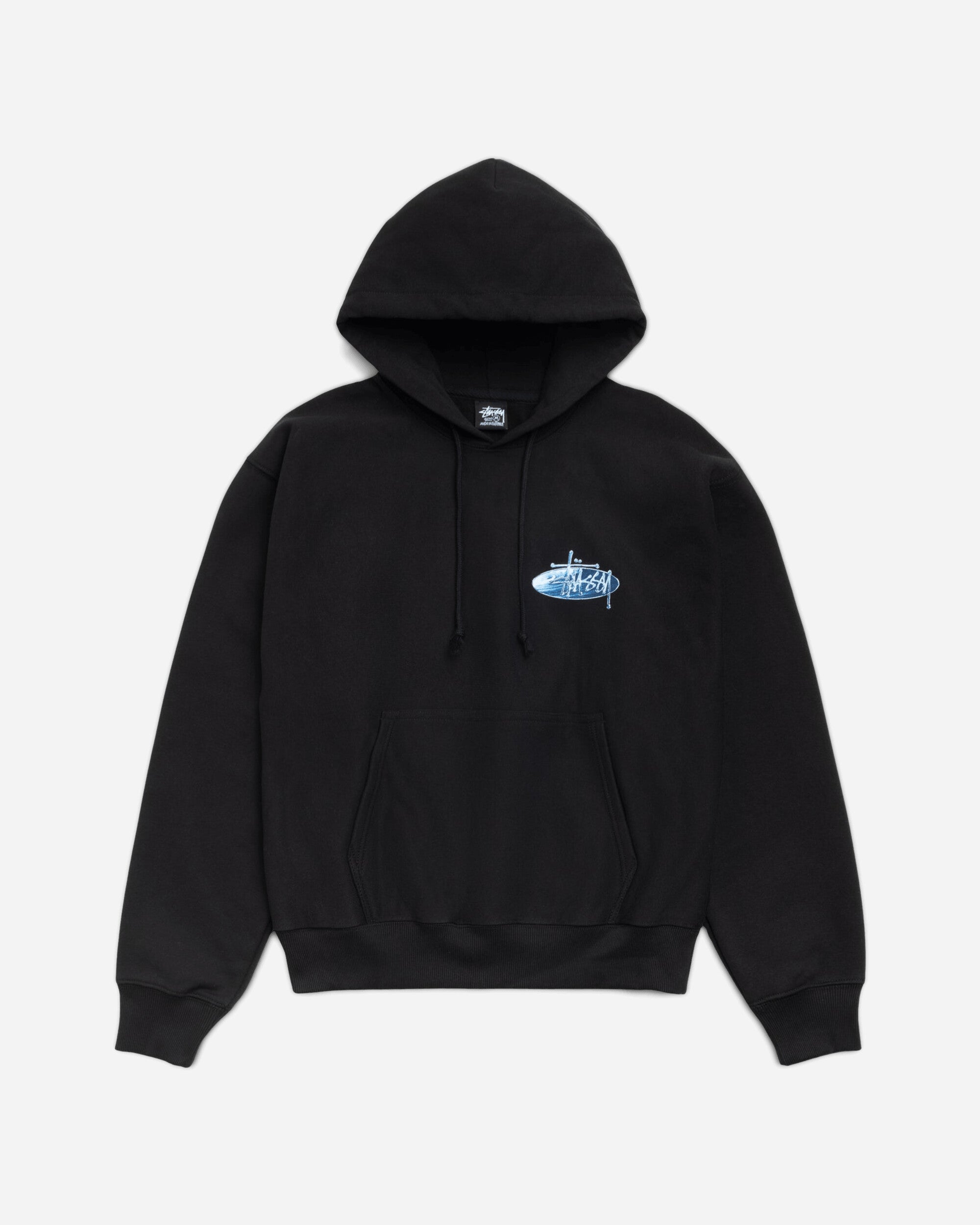 Stüssy Wave Oval Hood Black Sweatshirts Hoodies 1925181SJ 0001