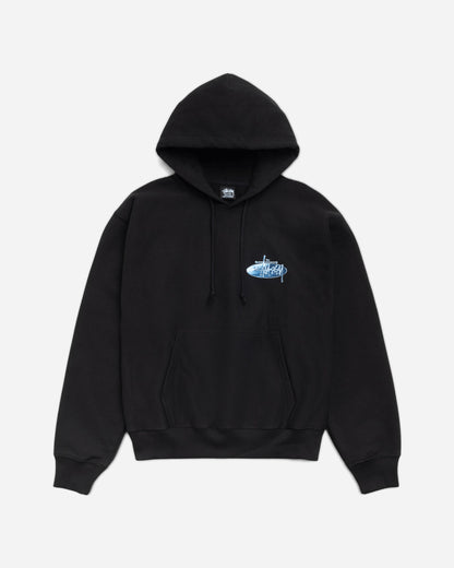 Stüssy Wave Oval Hood Black Sweatshirts Hoodies 1925181SJ 0001