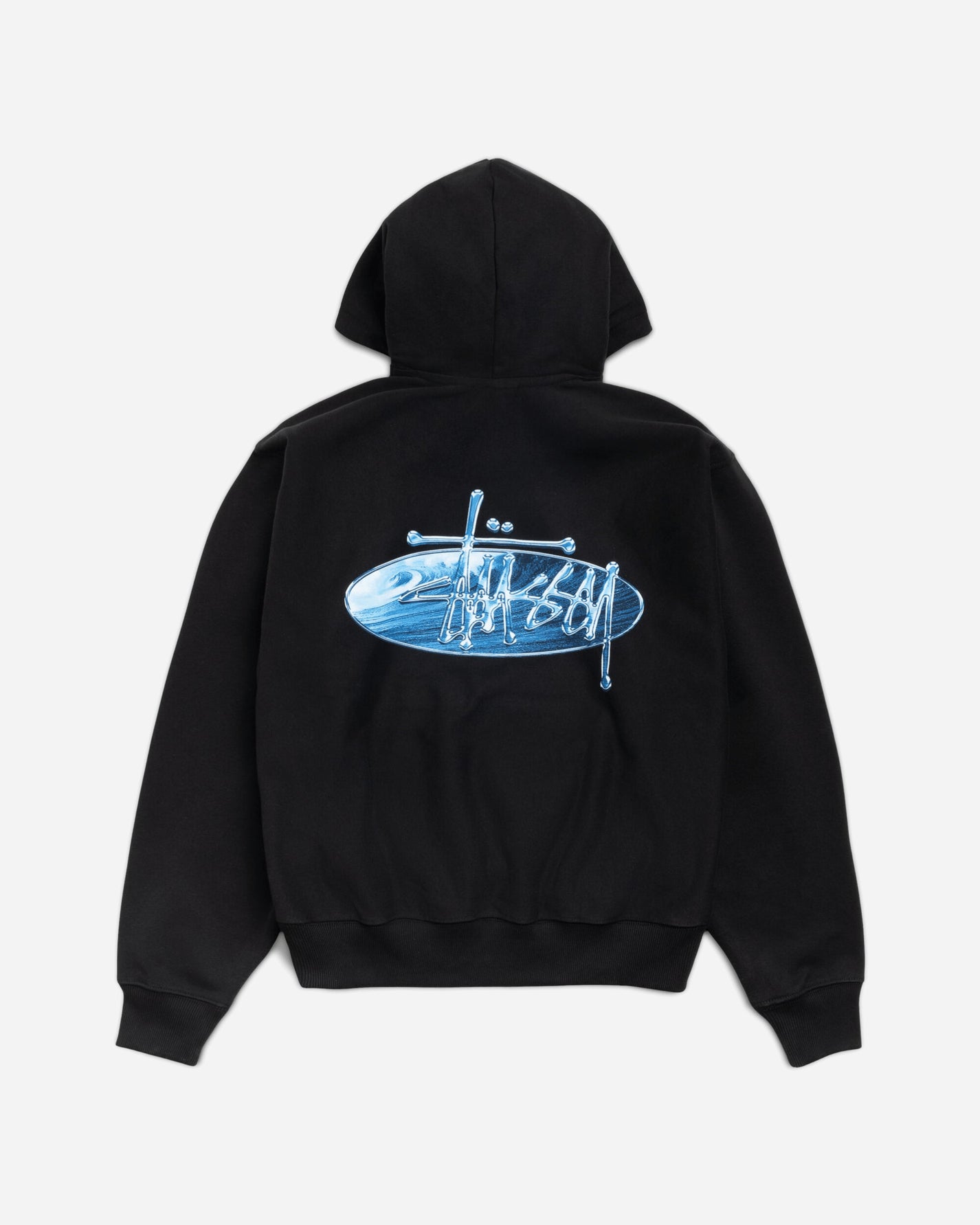 Stüssy Wave Oval Hood Black Sweatshirts Hoodies 1925181SJ 0001