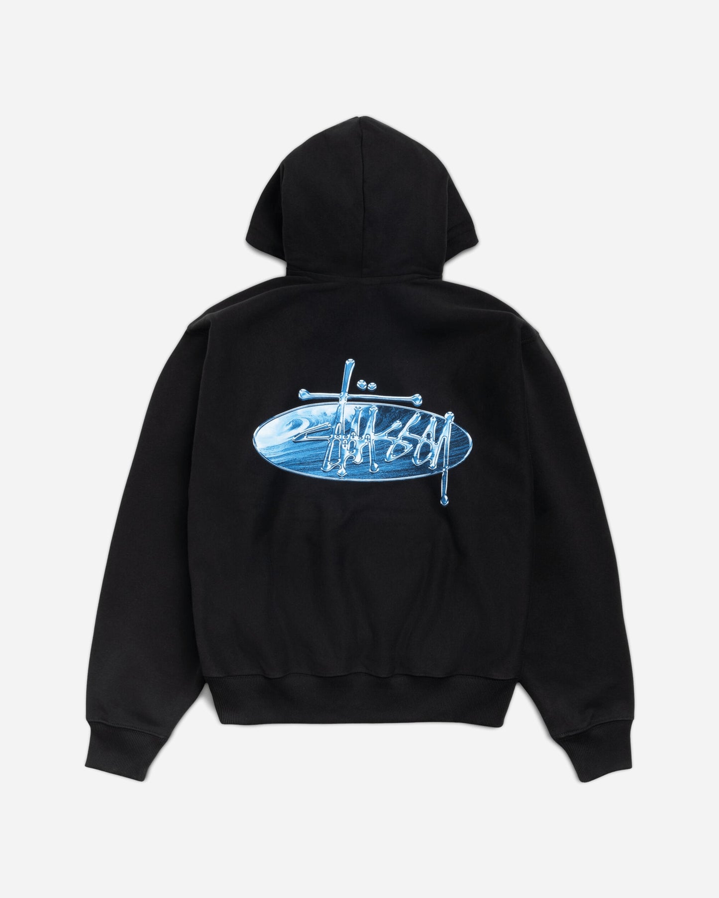 Stüssy Wave Oval Hood Black Sweatshirts Hoodies 1925181SJ 0001