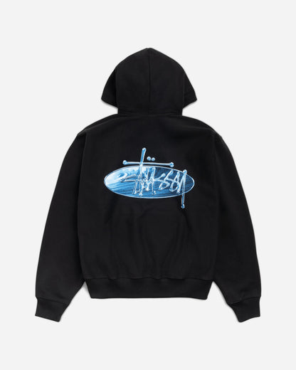 Stüssy Wave Oval Hood Black Sweatshirts Hoodies 1925181SJ 0001