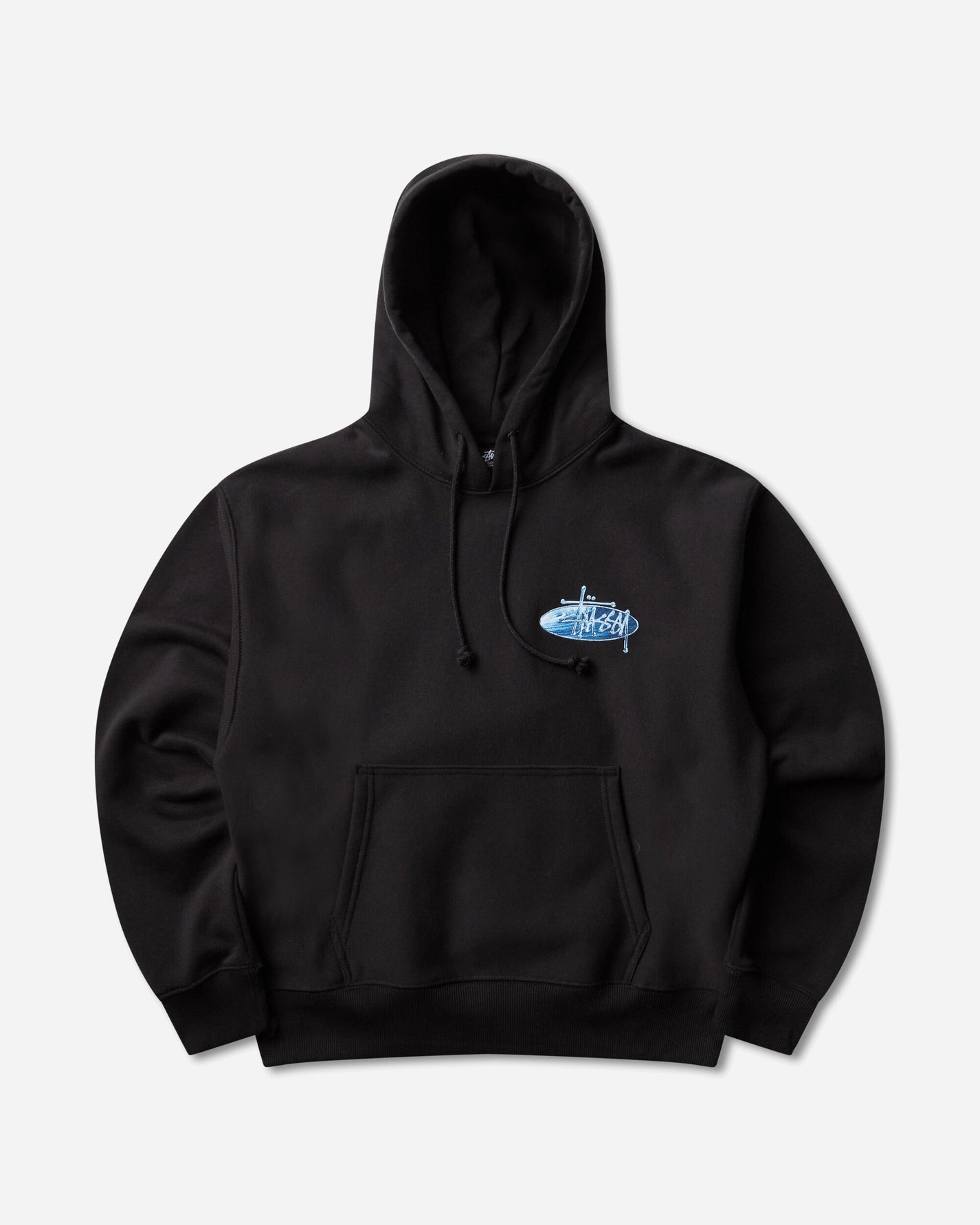 Stüssy Wave Oval Hood Black Sweatshirts Hoodies 1925181SJ 0001