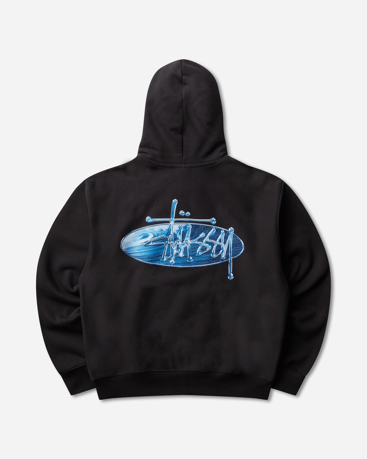 Stüssy Wave Oval Hood Black Sweatshirts Hoodies 1925181SJ 0001