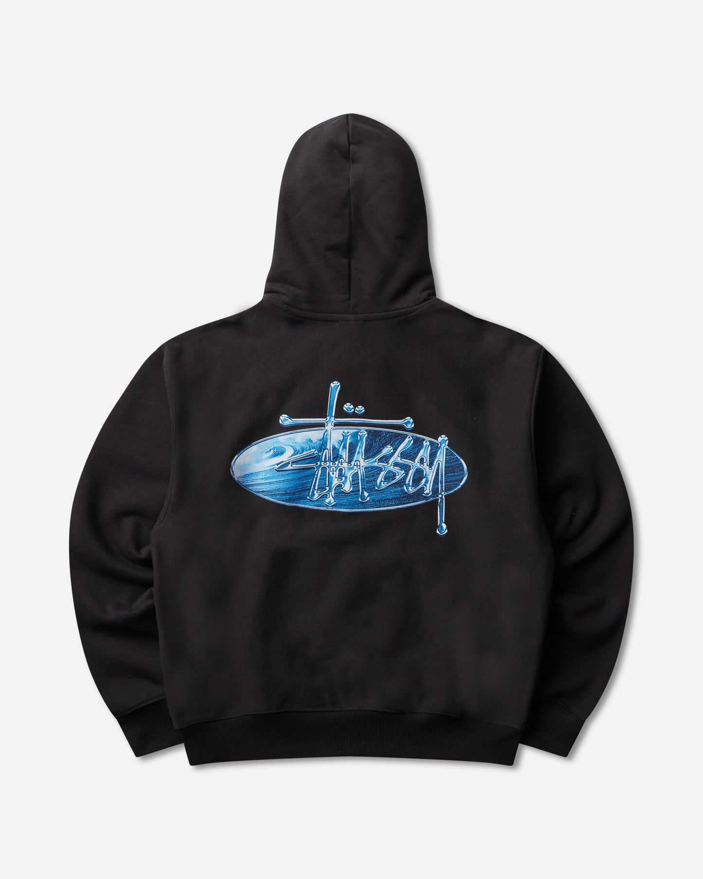 Stüssy Wave Oval Hood Black Sweatshirts Hoodies 1925181SJ 0001