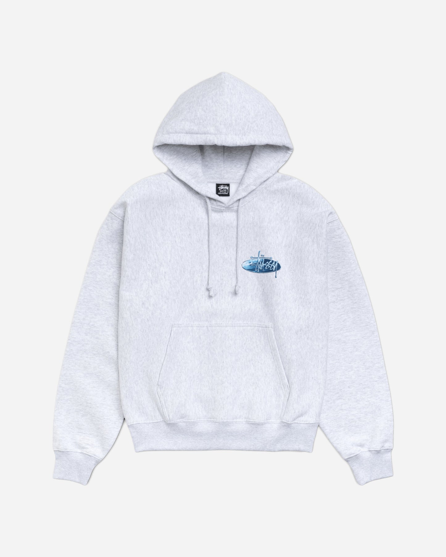 Stüssy Wave Oval Hood Ash Heather Sweatshirts Hoodies 1925181SJ 0062