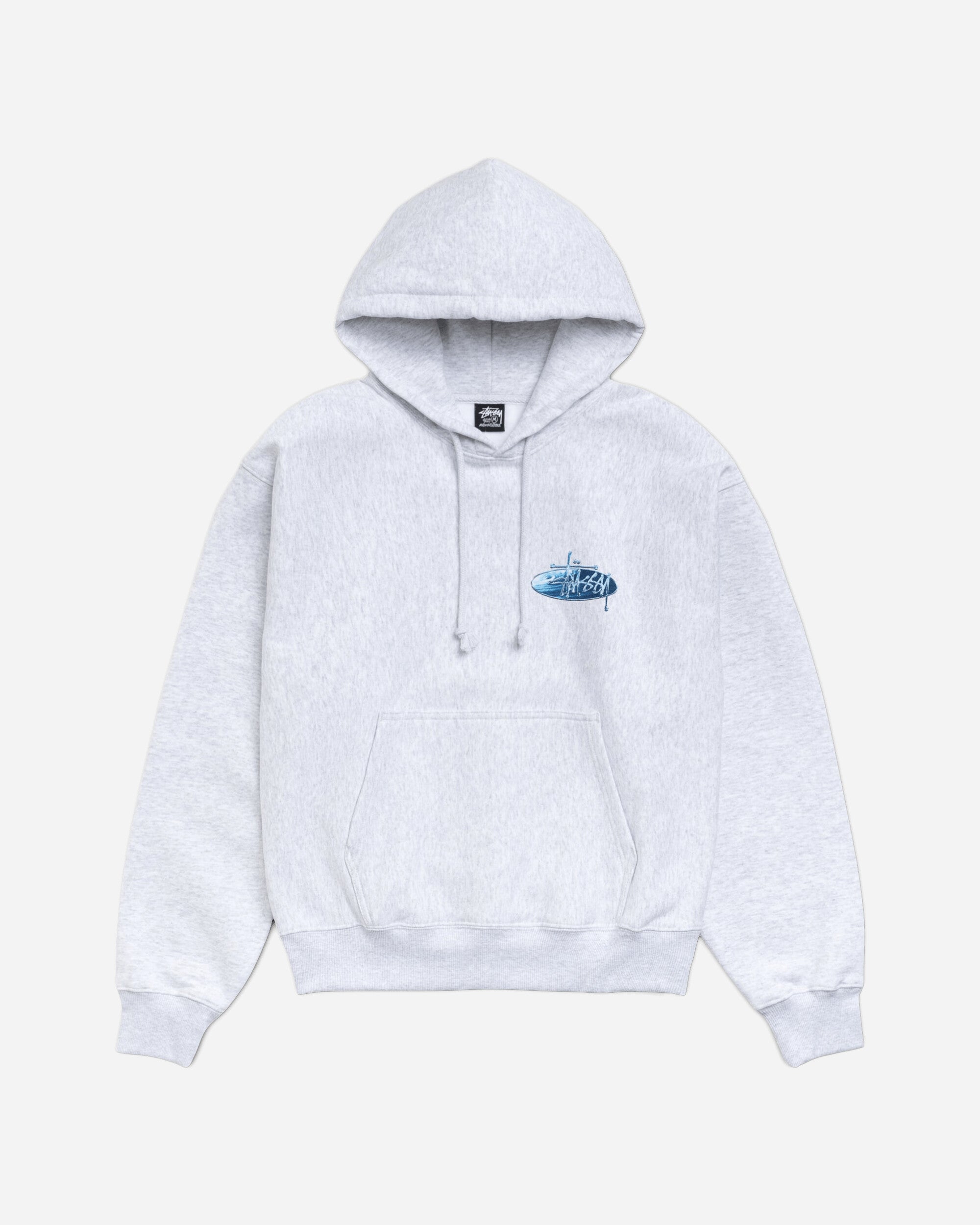 Stüssy Wave Oval Hood Ash Heather Sweatshirts Hoodies 1925181SJ 0062