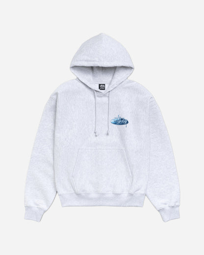 Stüssy Wave Oval Hood Ash Heather Sweatshirts Hoodies 1925181SJ 0062