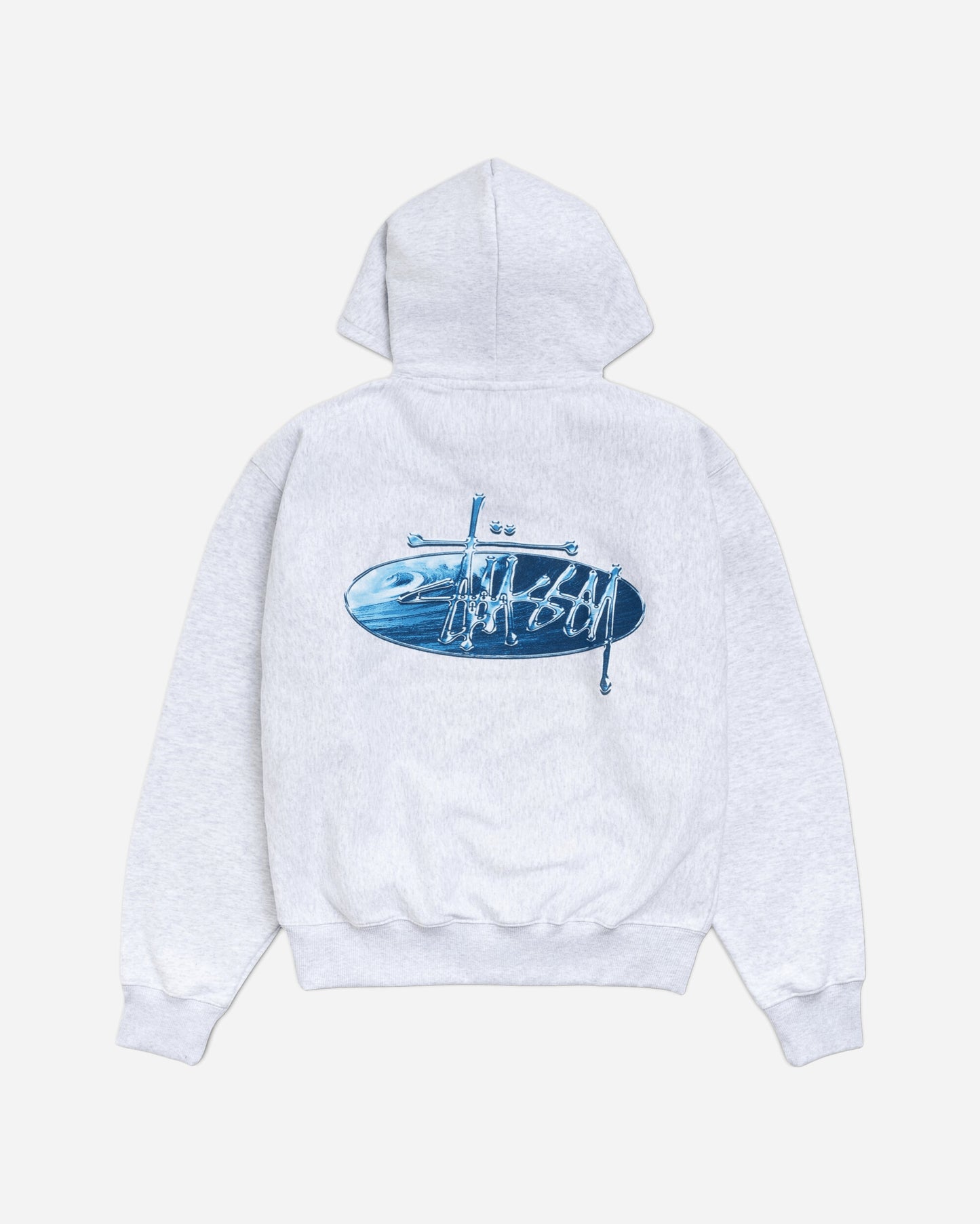 Stüssy Wave Oval Hood Ash Heather Sweatshirts Hoodies 1925181SJ 0062