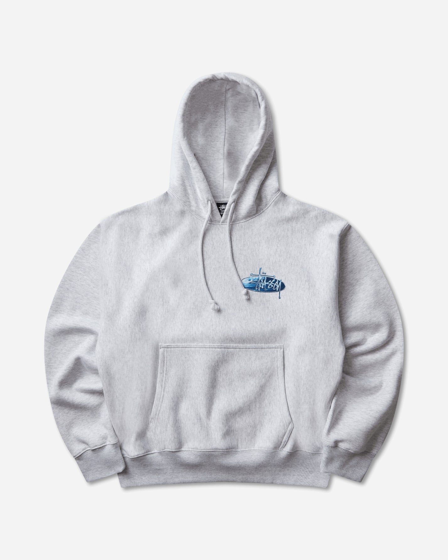 Stüssy Wave Oval Hood Ash Heather Sweatshirts Hoodies 1925181SJ 0062