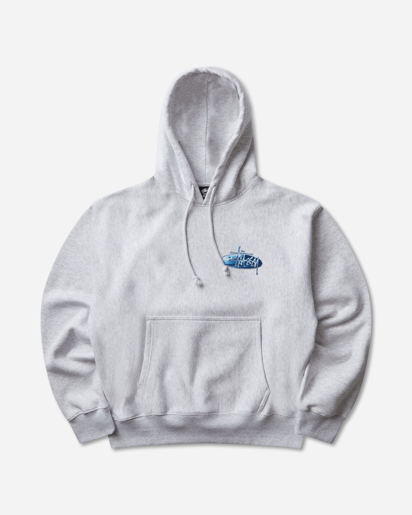 Stüssy Wave Oval Hood Ash Heather Sweatshirts Hoodies 1925181SJ 0062