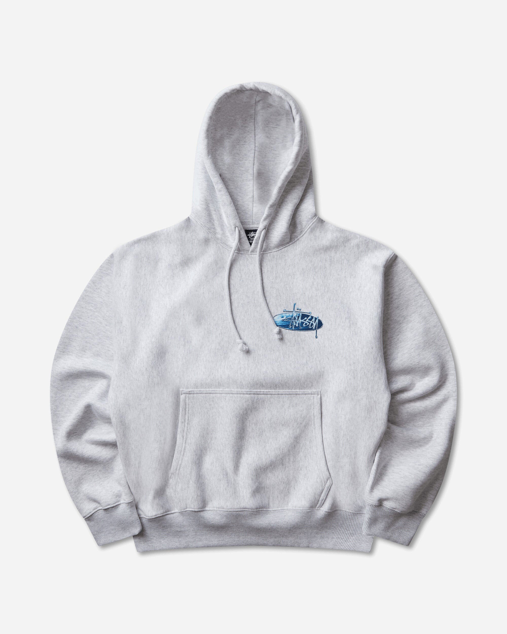 Stüssy Wave Oval Hood Ash Heather Sweatshirts Hoodies 1925181SJ 0062