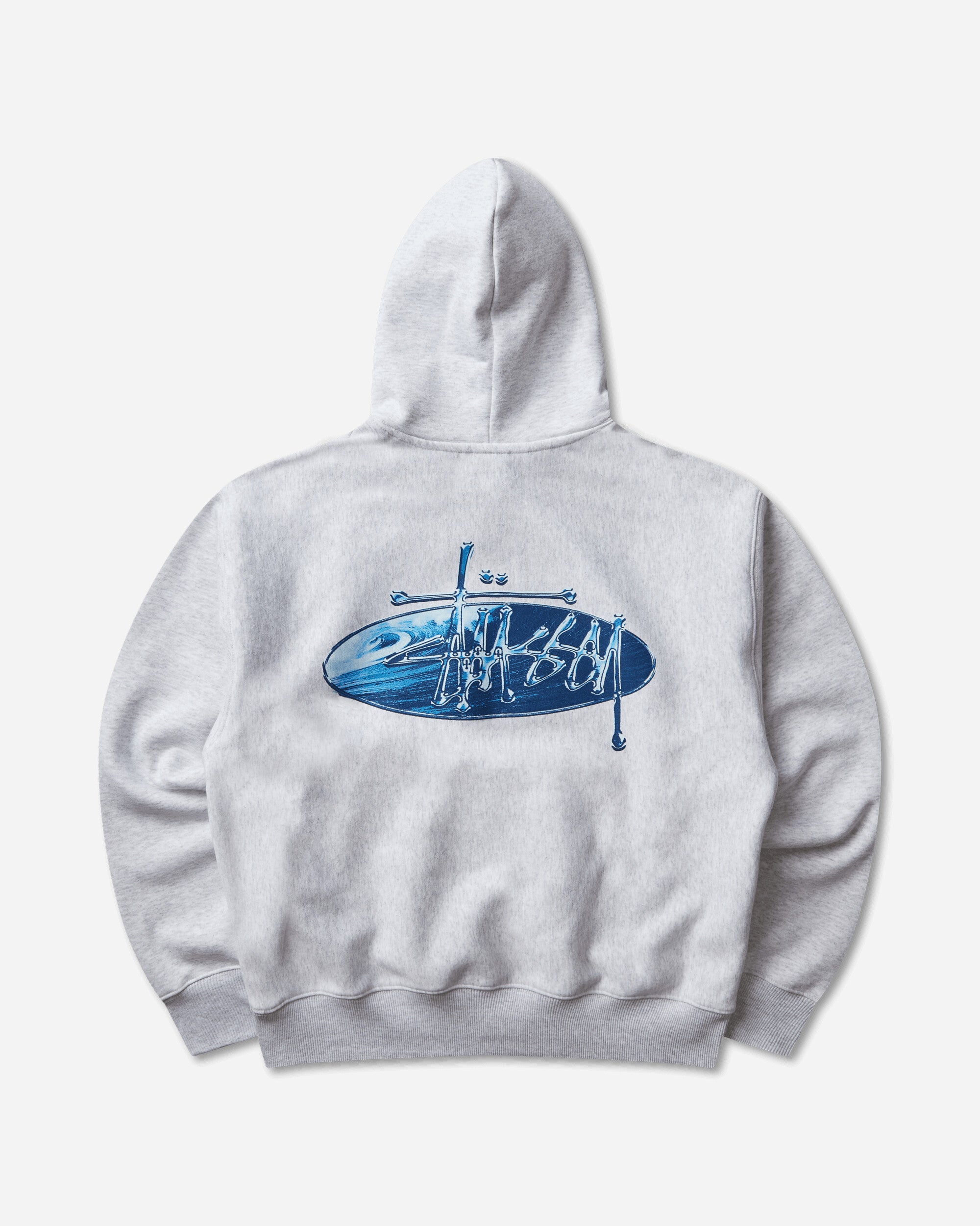 Stüssy Wave Oval Hood Ash Heather Sweatshirts Hoodies 1925181SJ 0062