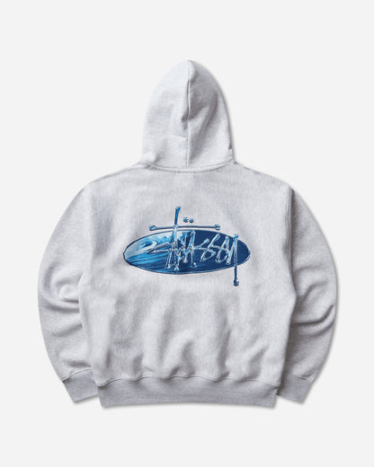 Stüssy Wave Oval Hood Ash Heather Sweatshirts Hoodies 1925181SJ 0062