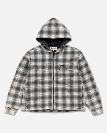 Stüssy Zip Hooded Plaid Shirt Charcoal Shirts Longsleeve Shirt 1110381SJ 0002