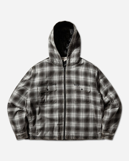 Stüssy Zip Hooded Plaid Shirt Charcoal Shirts Longsleeve Shirt 1110381SJ 0002