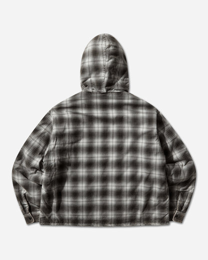 Stüssy Zip Hooded Plaid Shirt Charcoal Shirts Longsleeve Shirt 1110381SJ 0002