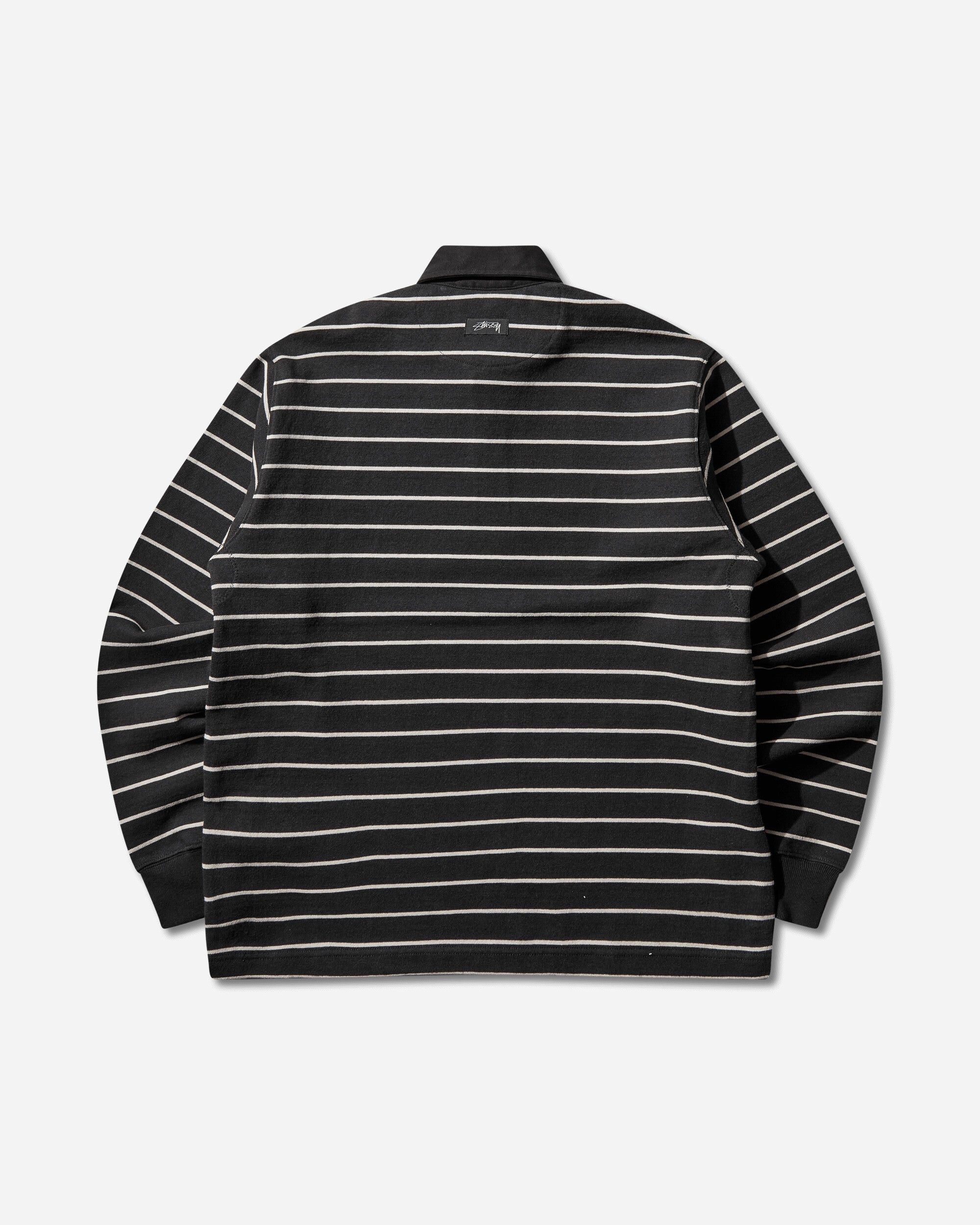 Stüssy Pin Striped Rugby Black T-Shirts Polo 1140372SJ 0001
