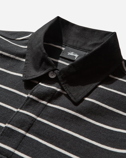 Stüssy Pin Striped Rugby Black T-Shirts Polo 1140372SJ 0001