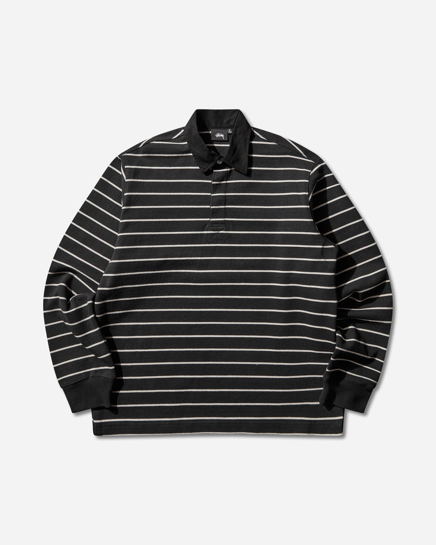 Stüssy Pin Striped Rugby Black T-Shirts Polo 1140372SJ 0001