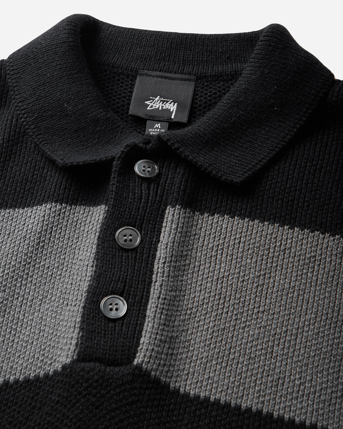 Stüssy Pique Knit Stripe Rugby Black Knitwears Sweaters 117317SJ 0001