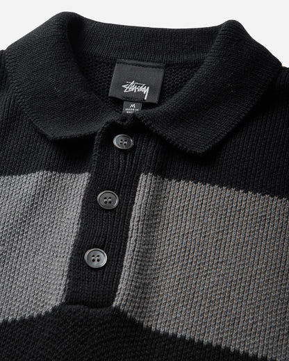 Stüssy Pique Knit Stripe Rugby Black Knitwears Sweaters 117317SJ 0001