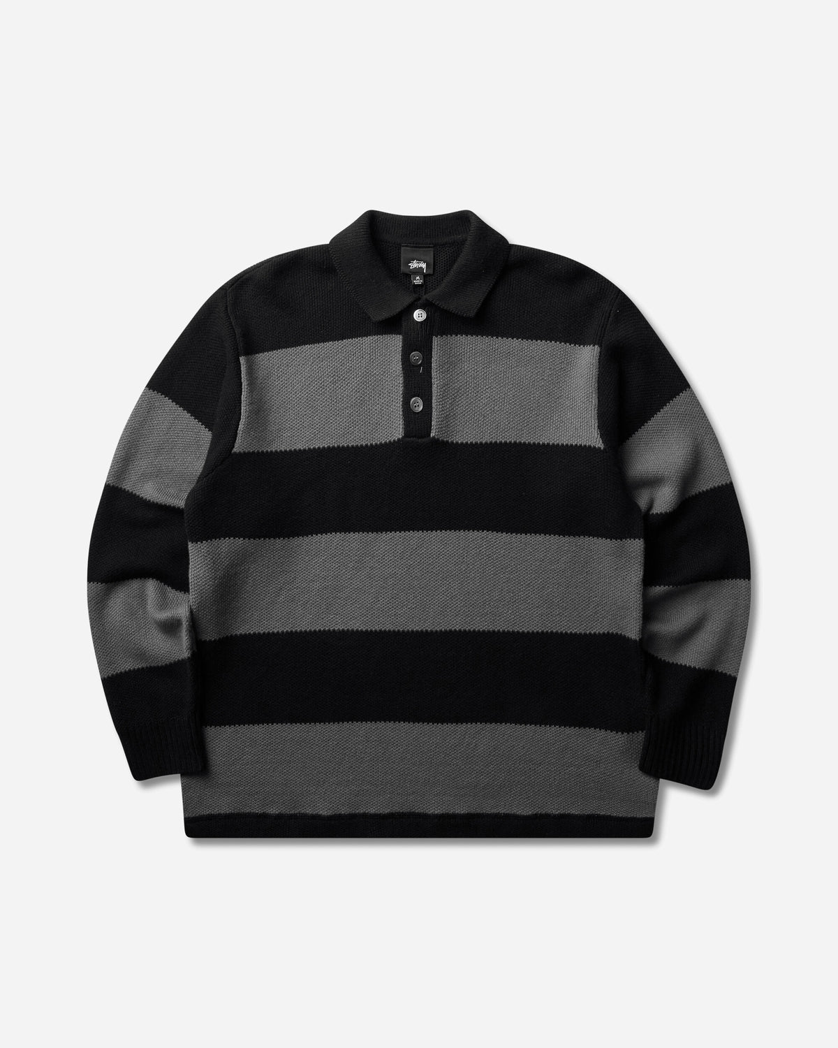 Stüssy Pique Knit Stripe Rugby Black Knitwears Sweaters 117317SJ 0001