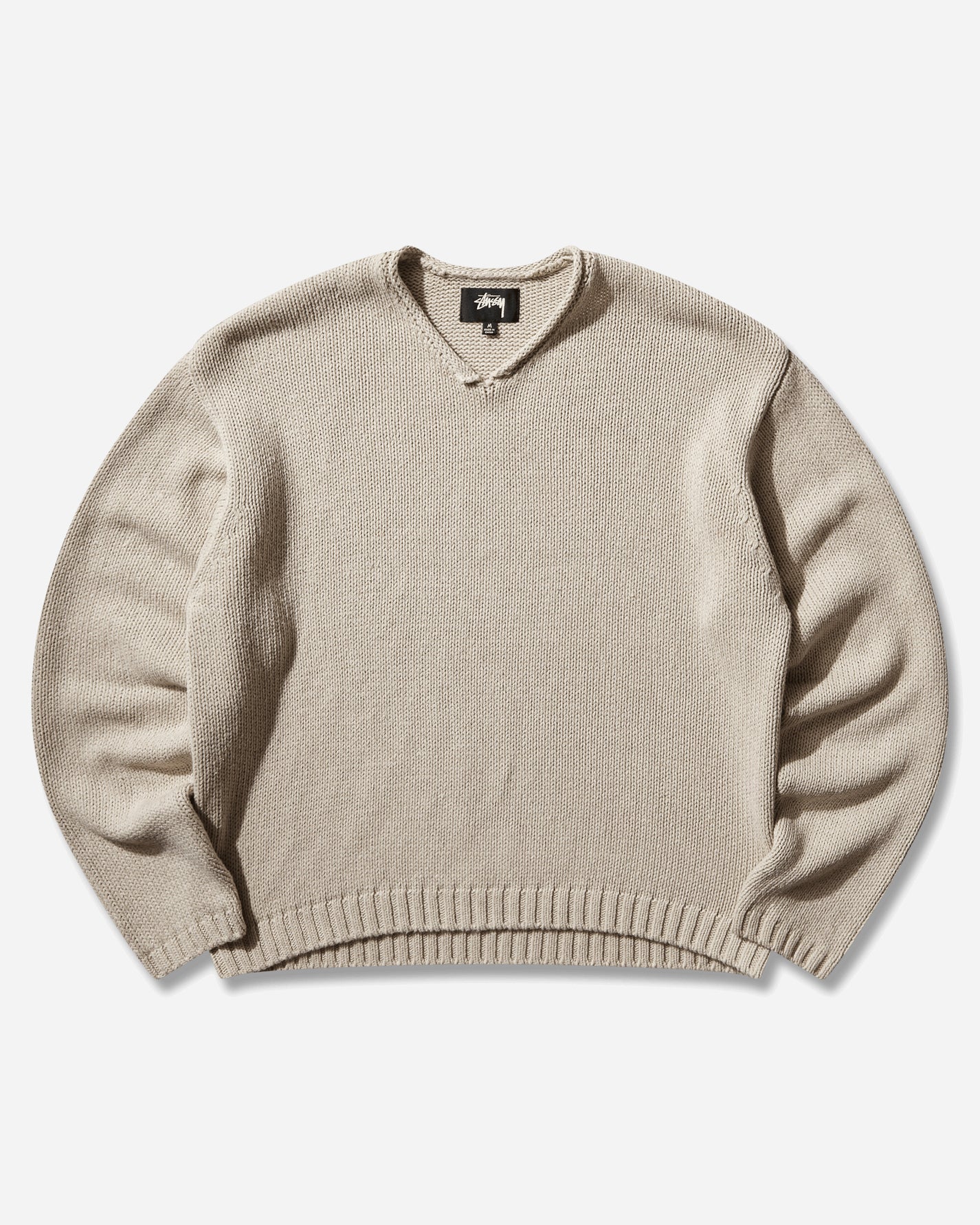 Stüssy Roll V Neck Sweater Oatmeal Knitwears Sweaters 117289SJ 1033