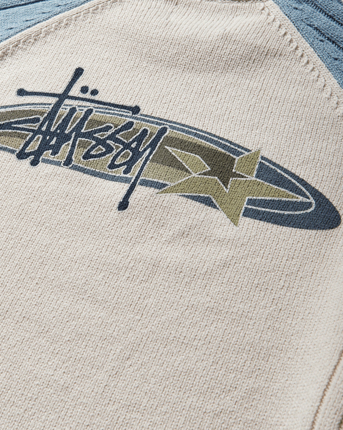 Stüssy Stripe Raglan Crew Blue Knitwears Sweaters 117290SJ 0801