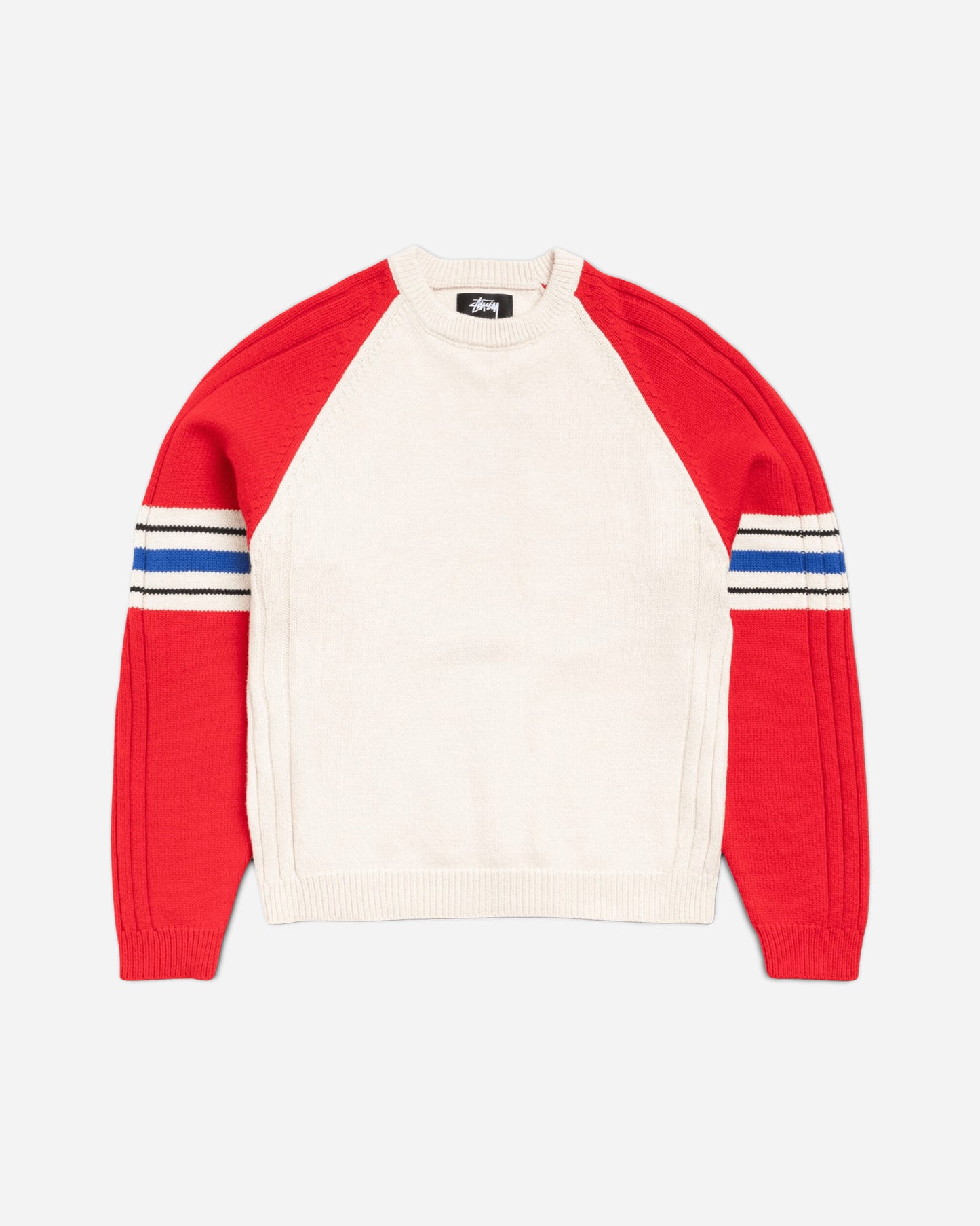Stüssy Stripe Raglan Crew Red Knitwears Sweaters 117290SJ 0601