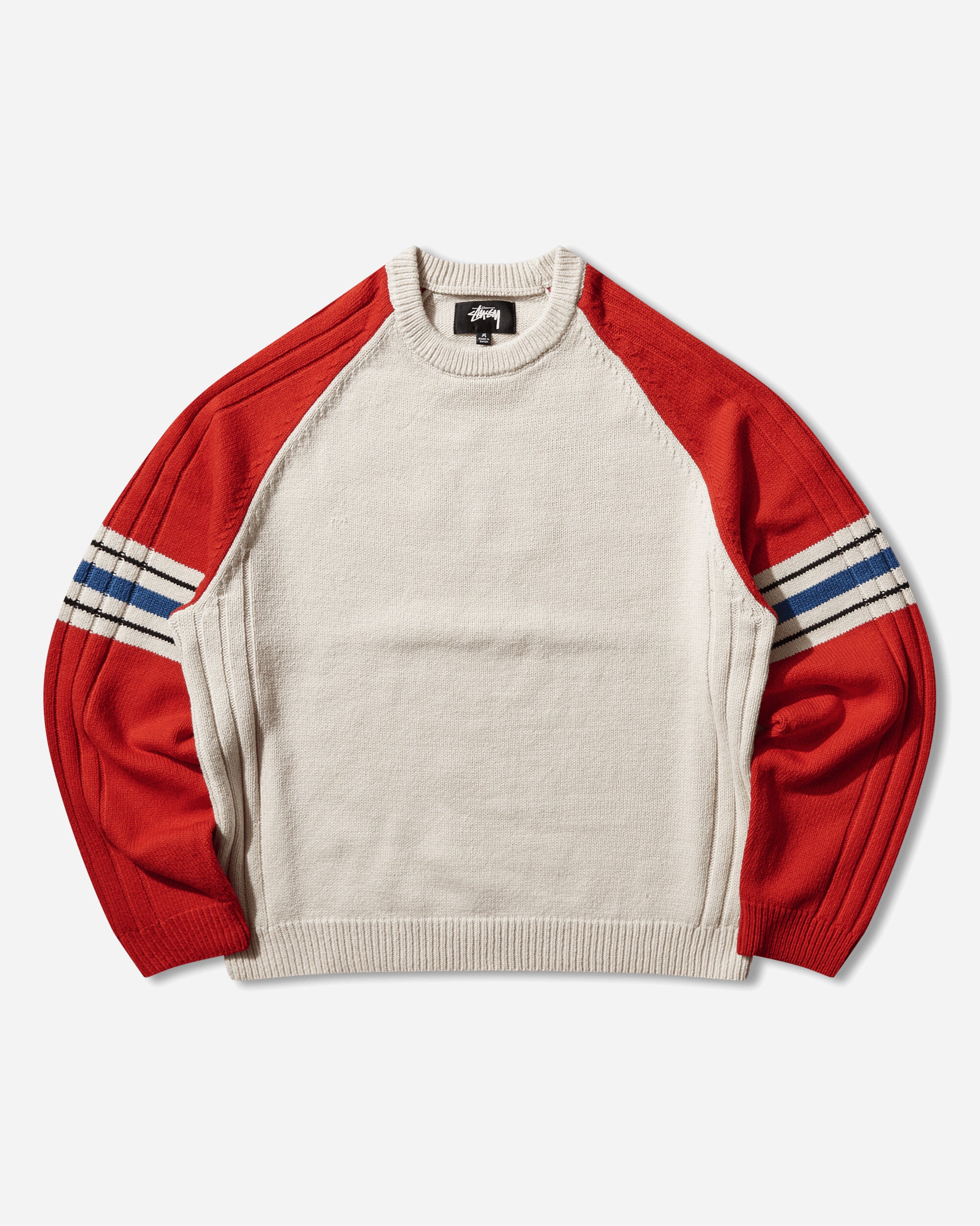 Stüssy Stripe Raglan Crew Red Knitwears Sweaters 117290SJ 0601