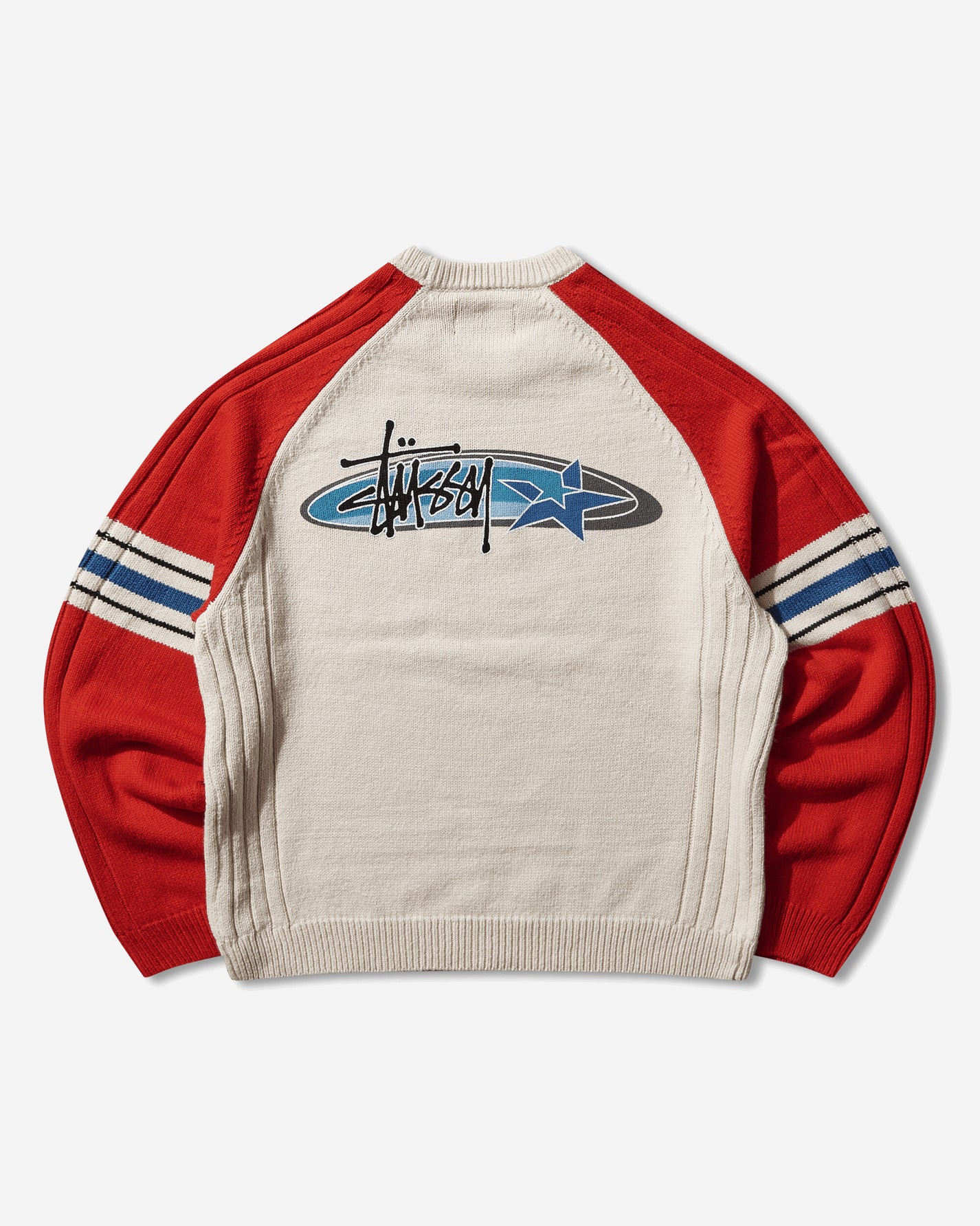 Stüssy Stripe Raglan Crew Red Knitwears Sweaters 117290SJ 0601