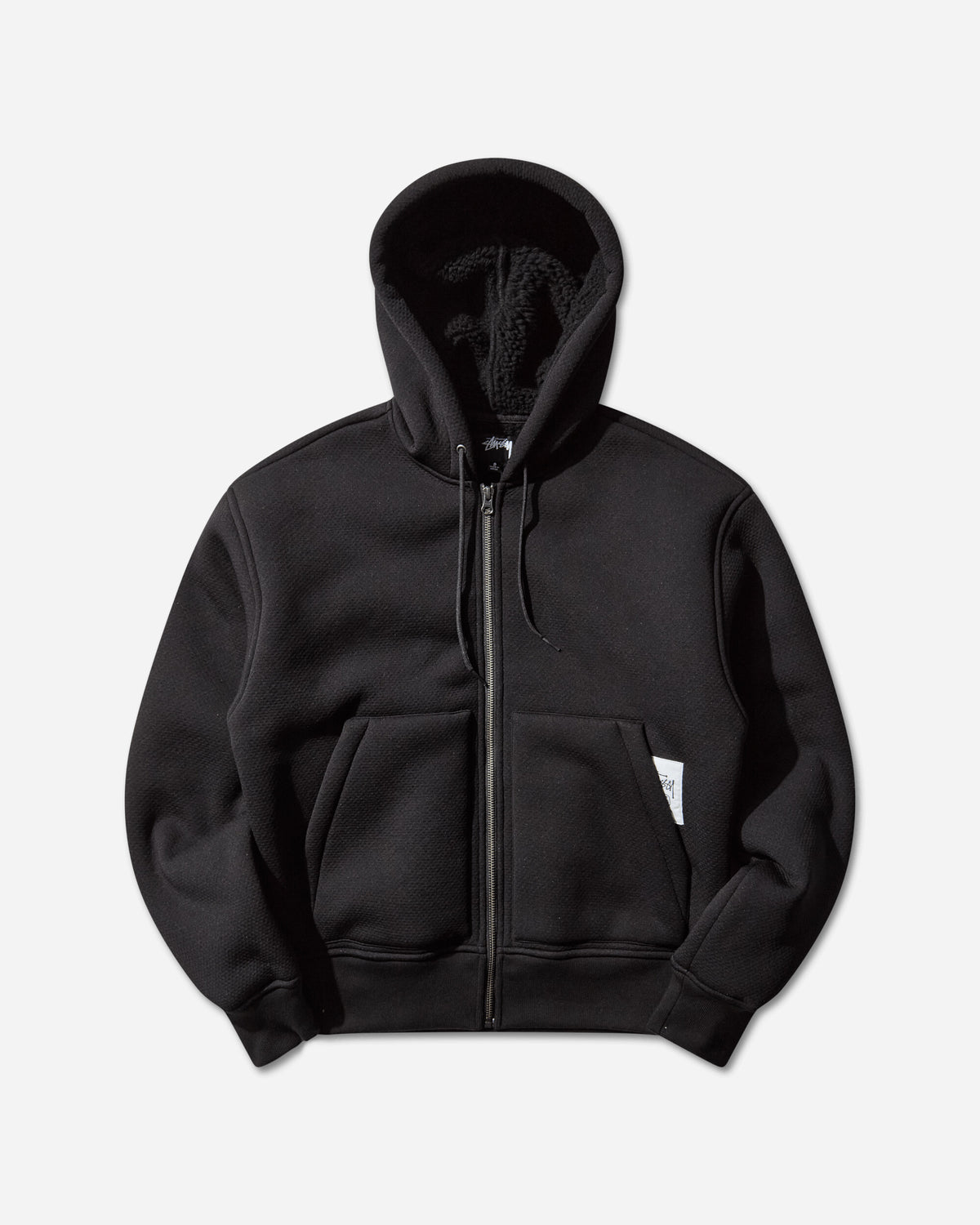 Stüssy Bonded Sherpa Lined Hood Black Sweatshirts Zip-Ups 118585 0001