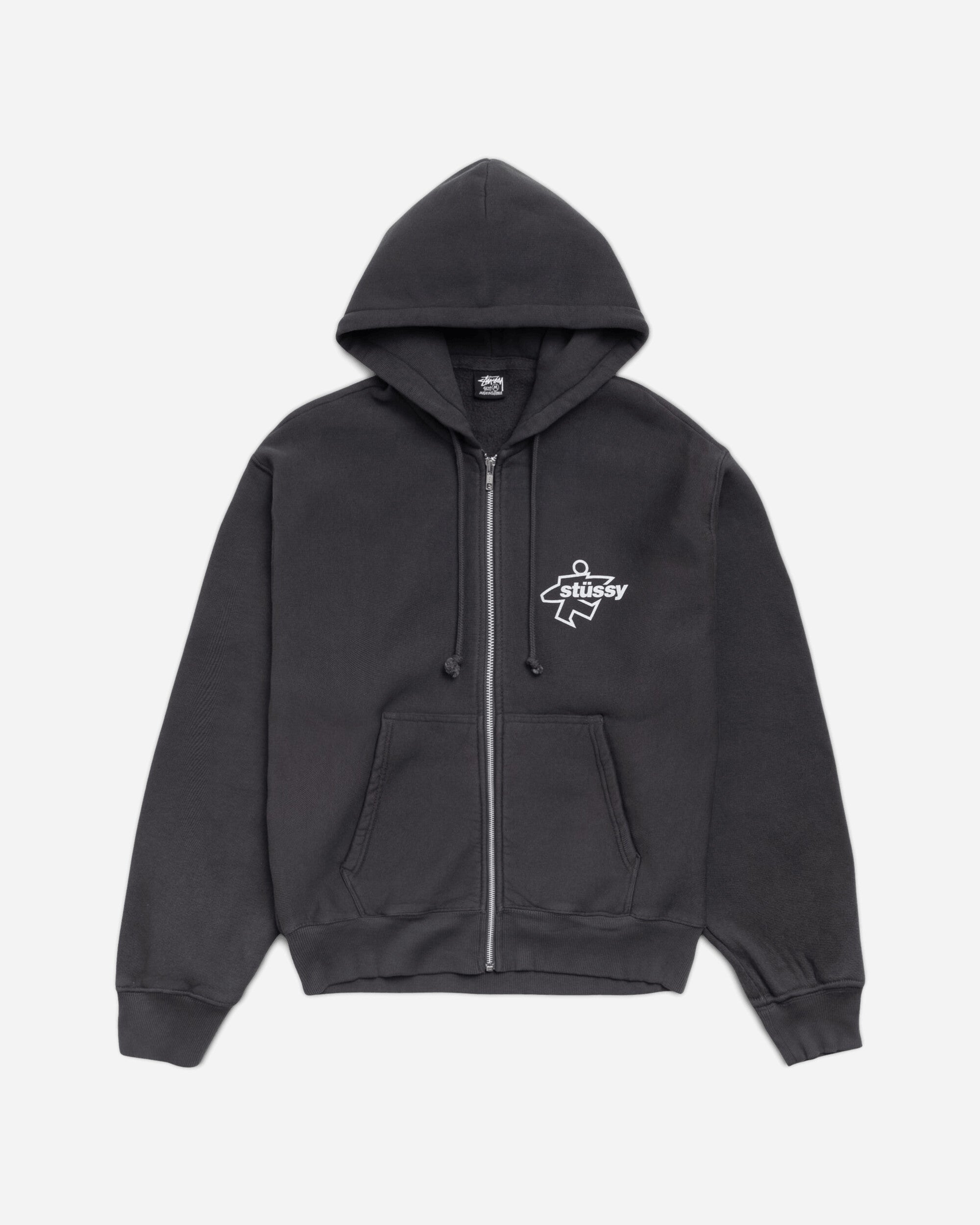 Stüssy Surf Size Gar Dyed Zip Hood Faded Black Sweatshirts Zip-Ups 1975180SJ 0090