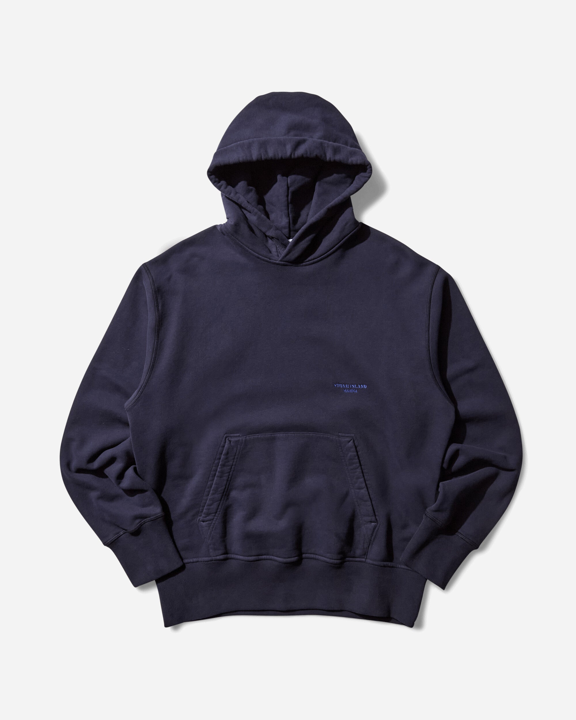 Stone Island Brushed Organic Cotton Hoodie Marina Navy Sweatshirts Crewneck K2S15-6100027-S0X13 V002A
