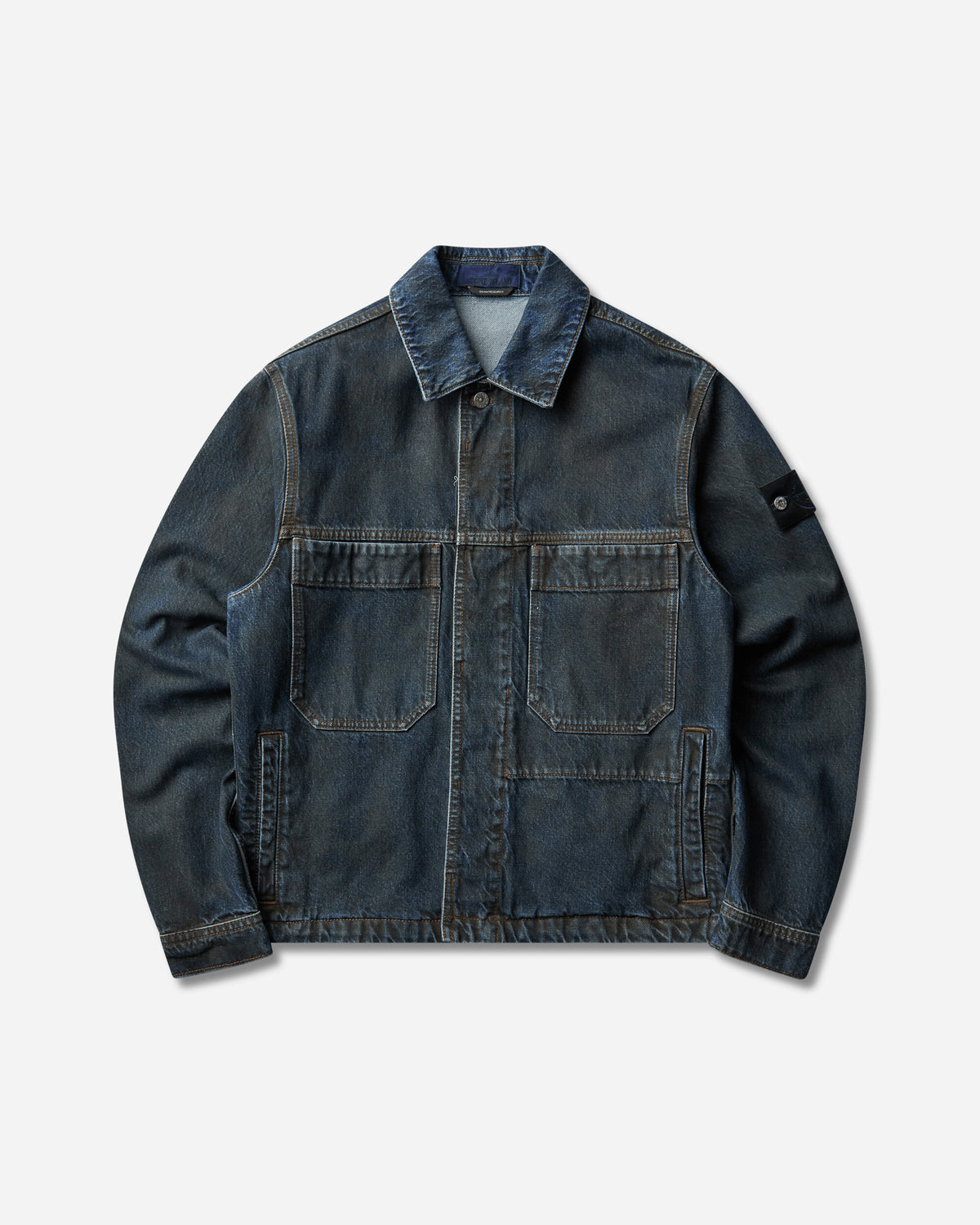 Stone Island Biker Jacket Blue Black Coats and Jackets Jackets L2S144100006S0J40 VJ229