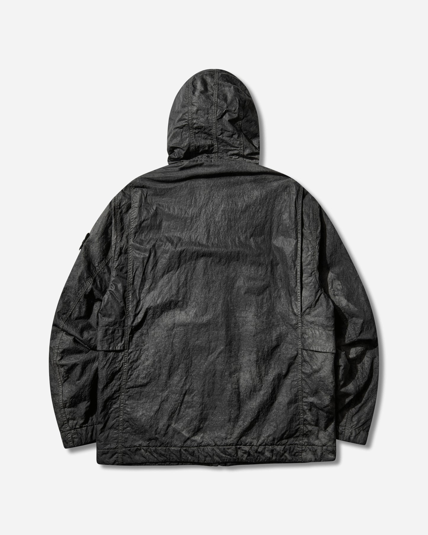 Stone Island Dense Nylon Tc Hand Sprayed Reflective Short Parka Black Coats and Jackets Jackets L1S154100072S0359 V0029