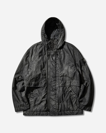 Stone Island Dense Nylon Tc Hand Sprayed Reflective Short Parka Black Coats and Jackets Jackets L1S154100072S0359 V0029
