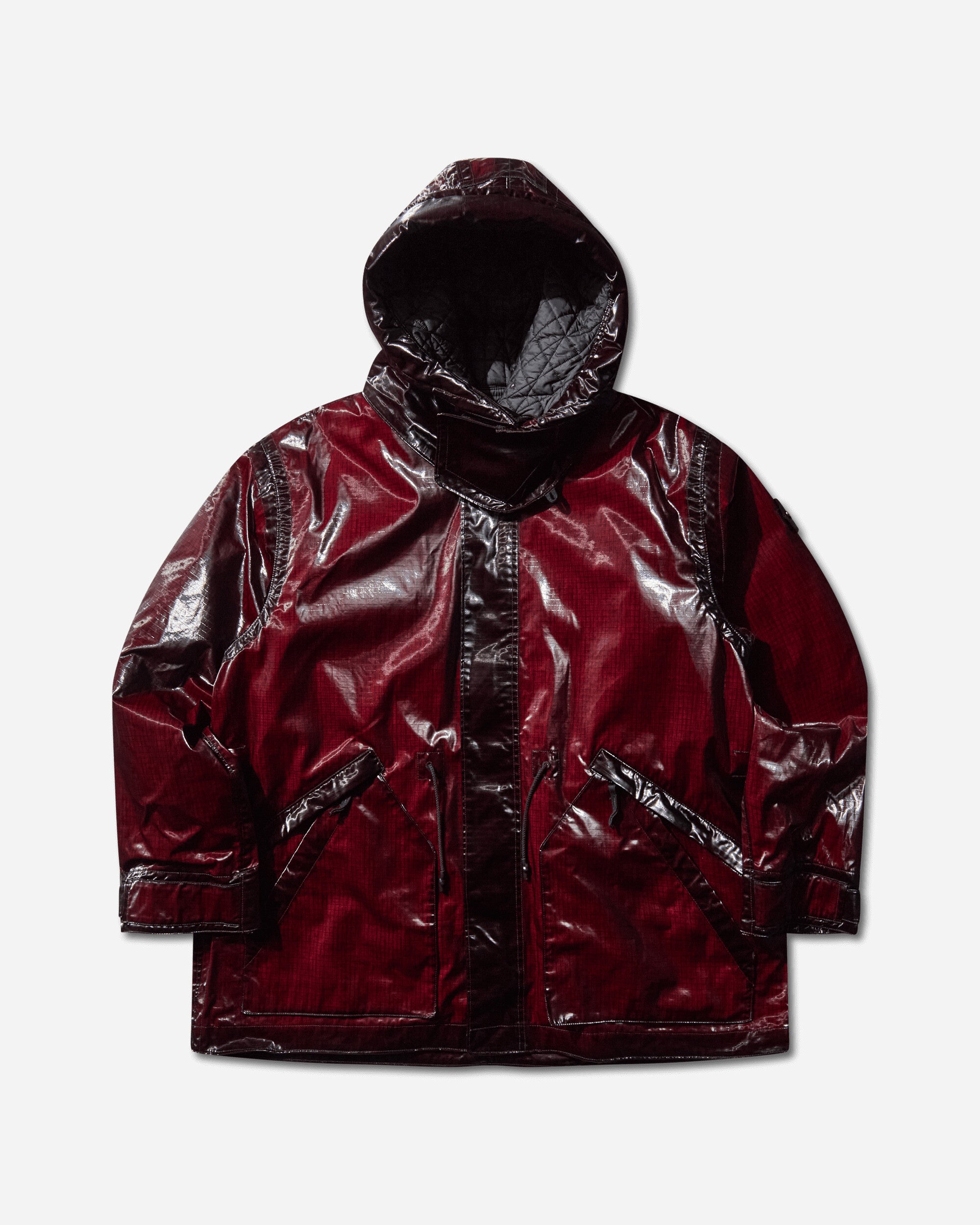 Men's Uneven Ripstop Prismatico Hooded Parka Dark Burgundy – Slam Jam®