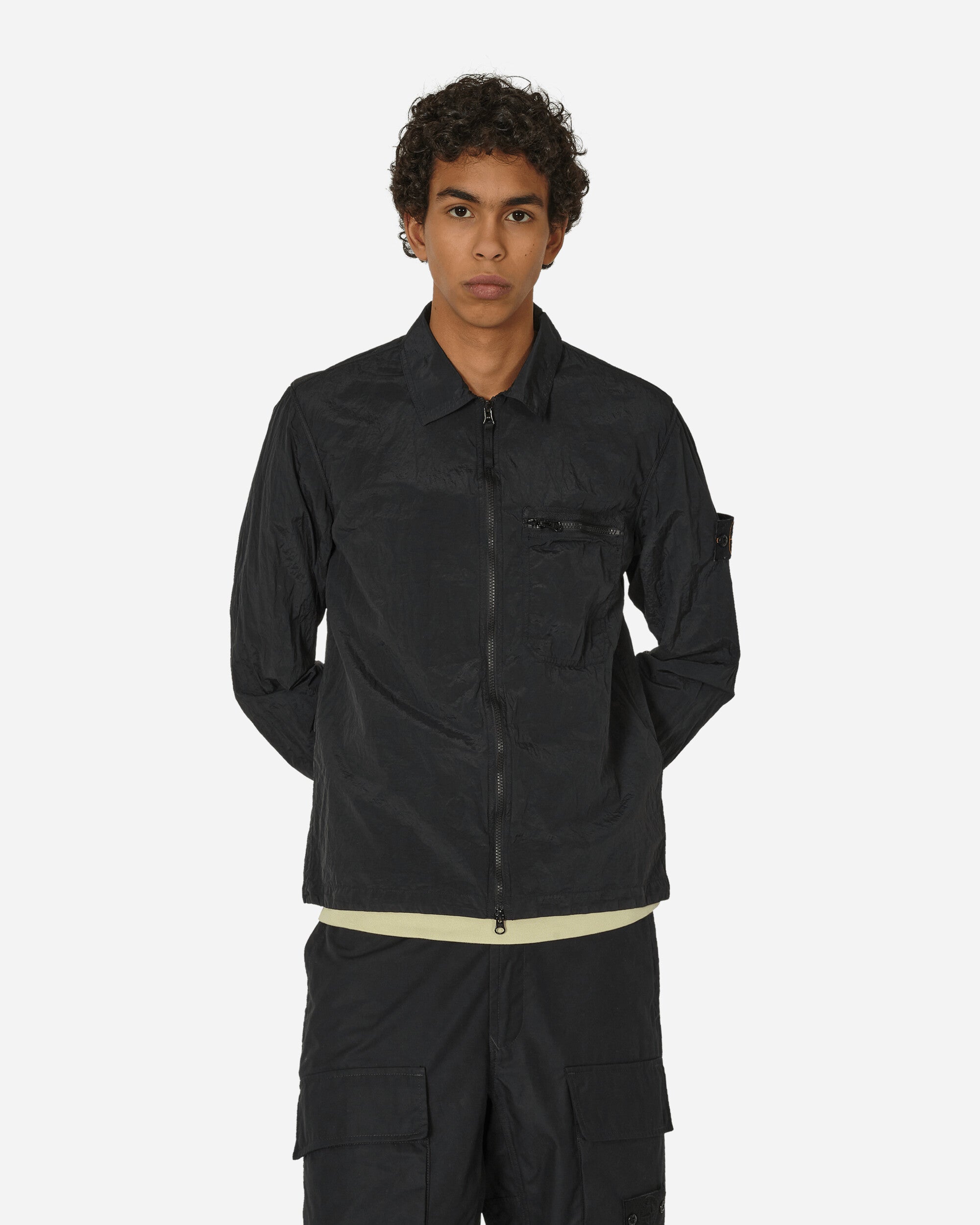 Stone island store metallic overshirt black